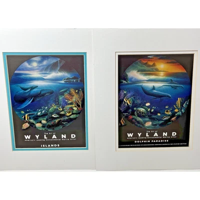 2 gravuras por Robert Wyland Islands Dolphin Paradise 8x10 artista marinho 1989 vintage - Imagem 1 de 4