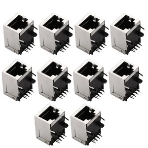 10Pack RJ45 Right Angle Network Ethernet 8P8C Female Socket PCB Solder Connector - Photo 1/13