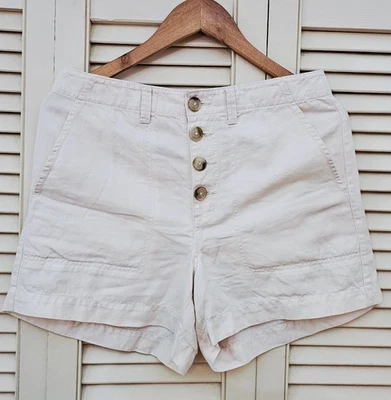 Ann Taylor LOFT Shorts Size 2 Linen Cotton Blend High Rise Button Fly - Image 1 of 4