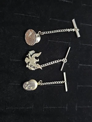 Sterling Silver Tie-pins, Anson, Unbranded, Clear Stone Accent, US Eagle - Image 1 of 4