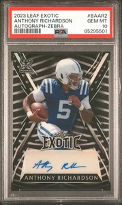 2023 LEAF EXOTIC ANTHONY RICHARDSON RC #BAAR2 AUTOGRAPH-ZEBRA PSA 10 4/5 POP 1 - Picture 1 of 2