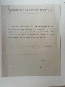 VOLANTINO RSI REPUBBLICA SOCIALE ITALIANA GNR ALLEANZA GERMANIA GNR - Foto 1 di 4