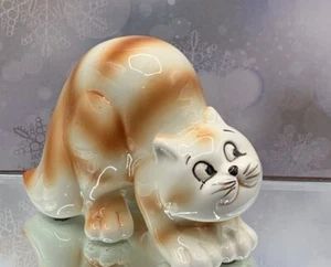 Vintage Quon Quon Japan Ceramic Tabby Cat Figurines Shelf Sitters - Picture 1 of 12