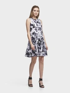 DKNY NWT Exquisite BLACK/WHITE Floral Print Shift Dress size 2 - Picture 1 of 3
