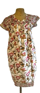 Indian Hand Block Print Dress Women Pink Summer Wear Cotton Dress Free Size - Picture 1 of 6
