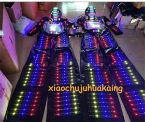 7 Color Change LED Robot Costume Helmet Suit DJ Party Show Performance Clothes - Picture 1 of 5