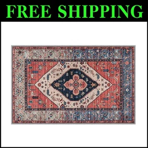 Stylish Non-Slip Indoor Door Mat 35.5''x59'' - Machine Washable & Retro Charm - Picture 1 of 9