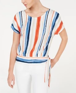 BCX Women Juniors' Open-Back Banded-Tie Hem Short-Sleeve Top Blouse Size M - Picture 1 of 3