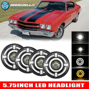 For Chevy Chevelle 1964-1970 4PCS 5.75" INCH LED Headlights Hi/Lo DRL Angel Eyes - Picture 1 of 12