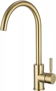Stainless Steel Kitchen High Arc Swivel Mixer Tap Faucet - Brushed Gold - Picture 1 of 7