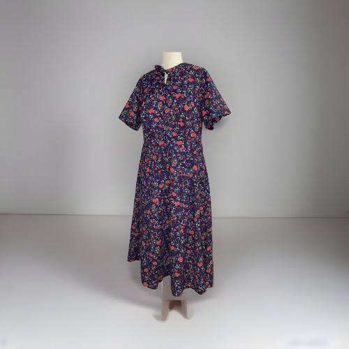 VALENTINO Abito da lavoro giorno vintage cotone da donna M 38"" busto lunghezza tè rosso navy manica corta
