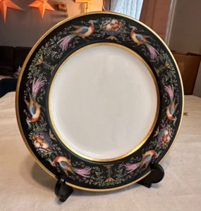 2 platos de cena de porcelana Black Knight con borde dorado en negro 90 faisanes frutas 20 - Imagen 1 de 8