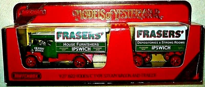 Y-27 1922 Foden Lkw FRASERS' mit Hänger  Matchbox Yesteryear 1986 made England - Bild 1 von 3