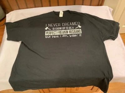 Funny Perfect Freakin' Husband T-Shirt Black White Mens Size XL - Image 1 of 4
