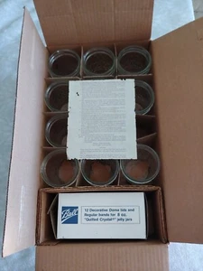 11 Vintage Ball Quilted Crystal Canning Jelly Jars 8 oz. Glass Unused Fruit Lid - Picture 1 of 12