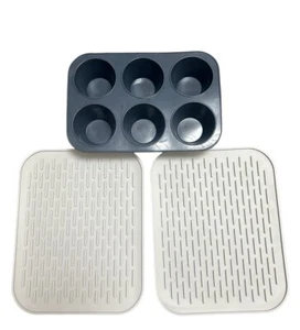 Juego de tapetes para secar platos y bandejas para magdalenas - cocina antideslizante - 2 tapetes + 6 tazas - Imagen 1 de 6