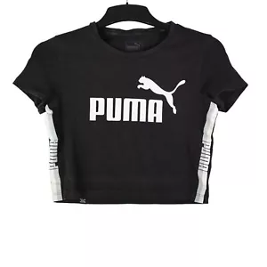 Puma Womens T-Shirt Logo Size 10 Black Short Sleeve Round Neck Cotton Elastane - Picture 1 of 8