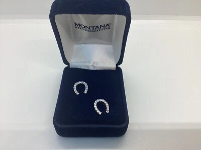 Brincos postes de ferradura Montana Silversmiths minúsculo cavaleiro pequeno strass ER1251 - Imagem 1 de 2
