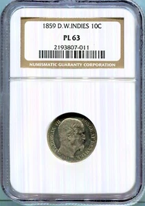 Danish West Indies - 1859 10c NGC PL63 - Picture 1 of 2