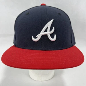 New Era 59FIFTY ATLANTA BRAVES Two-Tone BLUE RED Grey UV FITTED HAT 7 1/4 - Picture 1 of 5