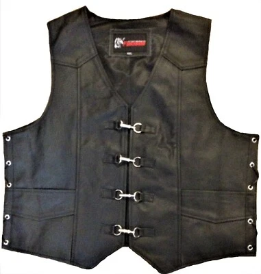 Motorcycle Leather Clip Vest Waistcoat Rider Biker Motorbike Buckle Leather Vest — 第 1/3 张图片
