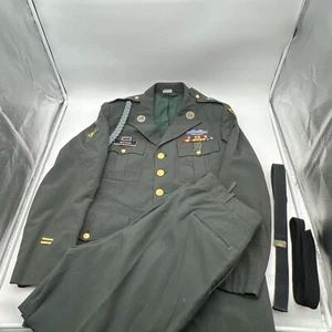 VINTAGE US ARMY MILITARY UNIFORM - JACKET, PANTS, BELT, TIE, PINS, BUTTONS + - Picture 1 of 24