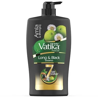 Champú para cabello largo y negro Dabur Vatika Amla & Bhringhraj brillante, largo y negro Foto 1 de 4