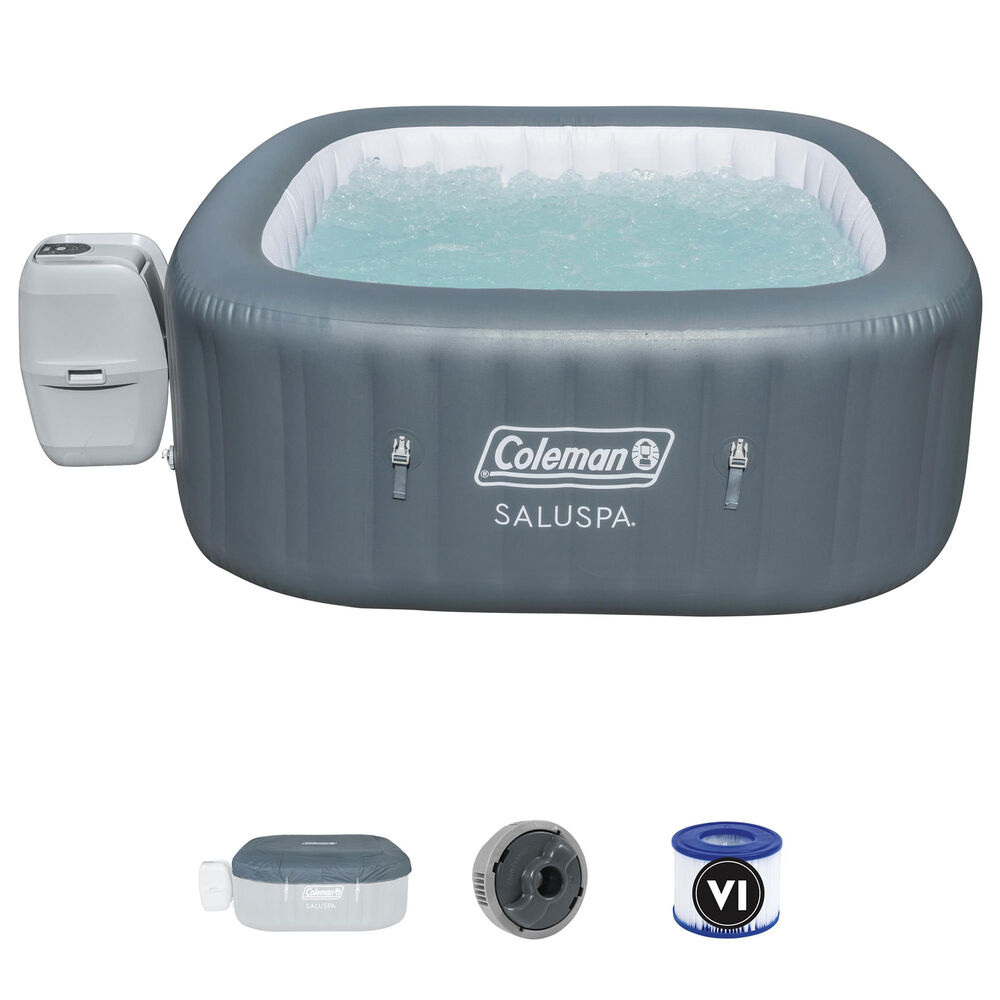 Coleman SaluSpa 4 Person Inflatable Outdoor AirJet Spa Hot Tub, Gray (For Parts)