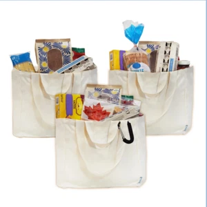 Paquete de 3 bolsos de supermercado reutilizables XL con gancho adicional - Imagen 1 de 7