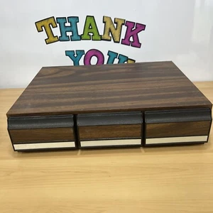 Vintage 3 Drawer 30 Audio Cassette Tape Storage Holder Organizer Faux Wood - Picture 1 of 4