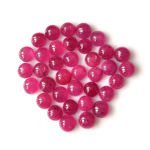 Genuine Ruby Cabochon 3X3 mm Round Cut Natural Unheated Loose Gemstone 37 Pieces - Picture 1 of 4