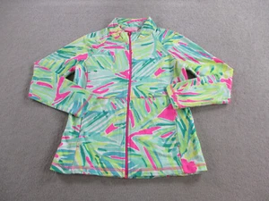 Lilly Pulitzer Jacket Girls Medium 6-7 Green Pink Palm Print Full Zip Pockets - Picture 1 of 9