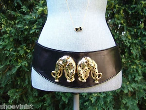 Timothy Hitsman Black Leopard Leather Womens Belt - Picture 1 of 5