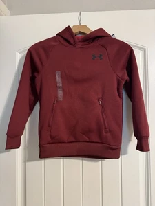 Under Armour Boys Long Sleeve Fleece Pro Pullover Hoodie Size Small Maroon NWT - Picture 1 of 10