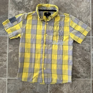 Blac Label Y2K Yellow/Grey Plaid Button Up Shirt Kids Youth Size 7 (Sm/Med) - Picture 1 of 8