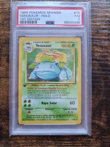 1999 Pokemon SPANISH 1st Edition Base Set Venusaur Holo 15/102 PSA 7 - Picture 1 of 2