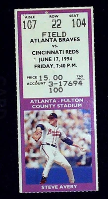 OJ simpson Chase Date Braves Reds Fulton County Stadium Steve Avery 6/17/1994 - Image 1 of 2