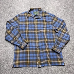 Camisa Woolrich Hombre Grande Azul Amarillo Cuadros Tejido Gofre Botón Franela Exterior - Imagen 1 de 10