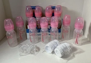 15 Dr. Browns Options+ Baby Bottles 8 oz (8) and 4 oz (7) Pink Floral + extras - Picture 1 of 9