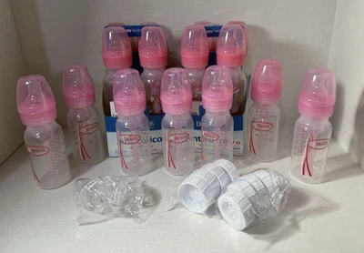 15 Dr. Browns Options+ Baby Bottles 8 oz (8) and 4 oz (7) Pink Floral + extras - Image 1 of 4