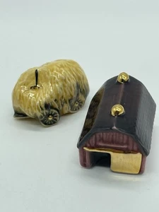 Vintage 50er Jahre Arcadia Scheune und Heuwagen Miniatur Salz und Pfefferstreuer - Bild 1 von 12