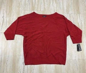 Alyx Womens Size XL Red Sweater Blouse 3/4 Sleeve Metallic Accent Holiday  - Picture 1 of 12
