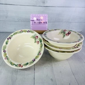 Pfaltzgraff  JAMBERRY Cherries Grapes Stoneware Deep Soup Cereal Bowls Set of 4 - Picture 1 of 20