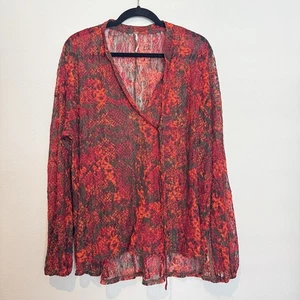 Free People Out For the Night Sheer Long Sleeve Blouse Tunic Top Size M - Picture 1 of 6