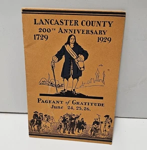 Lacaster County PA Pageant Gratitude 200th Anniversary Booklet 1929 - Picture 1 of 6