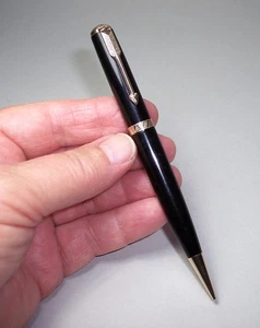 Vintage PARKER DUOFOLD MECHANICAL PENCIL Black Body & Cap - Picture 1 of 7