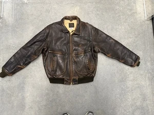 Chaqueta de bombardero de cuero Avirex 1986 vintage de la Marina de los Estados Unidos tipo G-2 hecha en EE. UU. talla mediana - Imagen 1 de 9