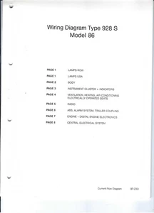 Porsche 928S 928 S 1986 juego de diagrama de cableado original de fábrica - Imagen 1 de 1