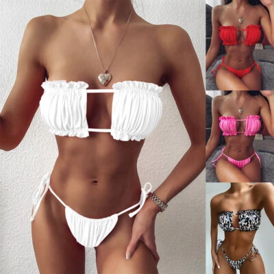 Traje de baño baño playa sexy push-up bikini mujer traje traje de baño sujetador conjunto plegable - Imagen 1 de 4