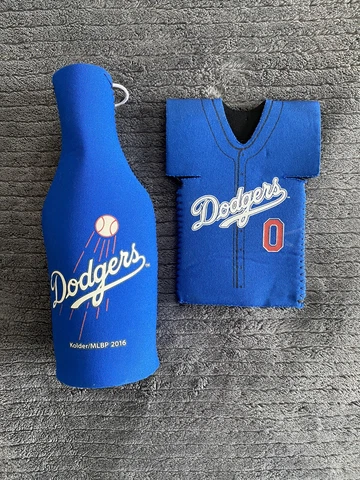 Set Of 2 Insulated 12 oz LA Dodgers Beer Bottle Cooler Holder Koozie Zip Up Cover